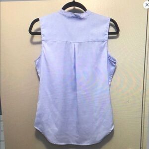 NY&Co Blue V-Neck Sleeveless Front Button Blouse